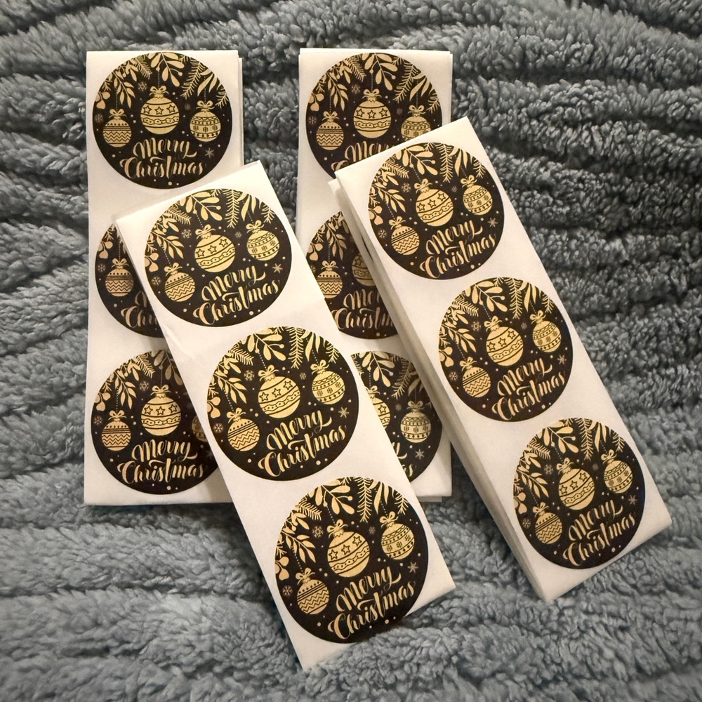 💜 Christmas Stickers - Gold & Black Merry Christmas